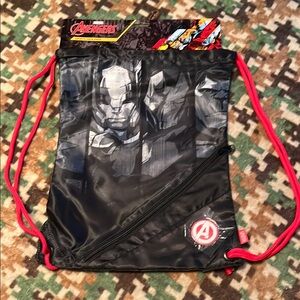 Marvel Avengers Black Drawstring Bag w/ red drawstrings